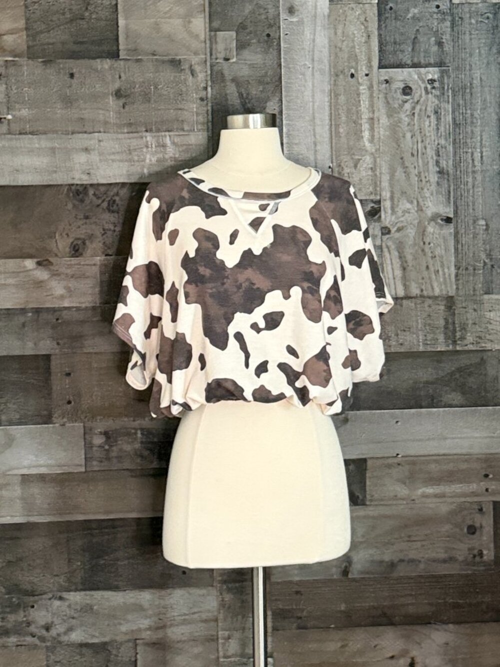 Altar'd State cow print crop top small coastal cowgirl western animal print